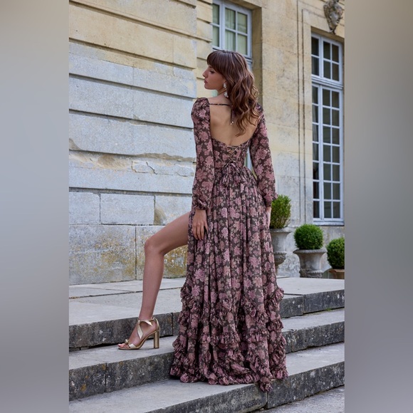 NWT V Chapman The Carmella Dress in Chocolate Peony Print Anthropologie - Picture 7 of 15